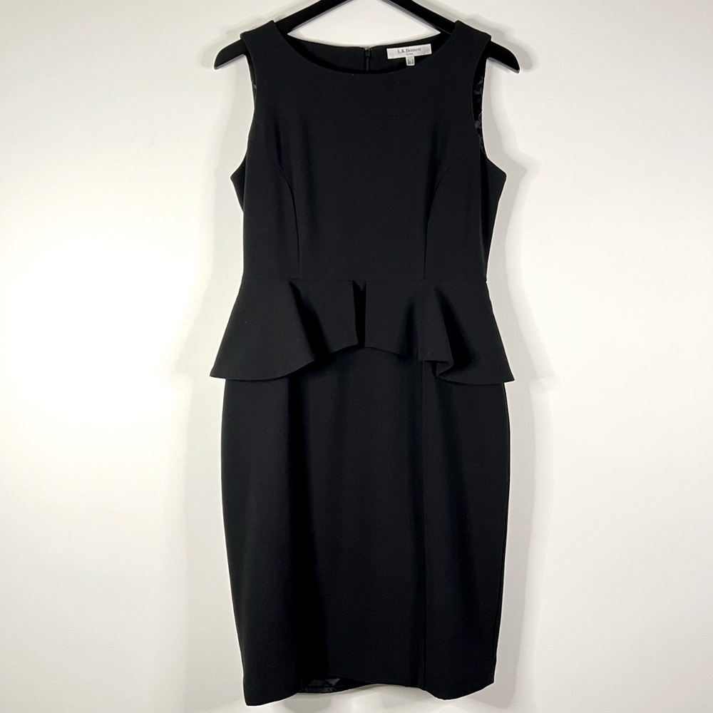 LK Bennett Dress Black Peplum “Jetta” US Size 8 LIKE NEW